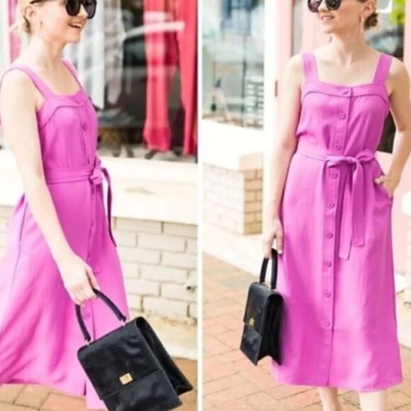 NWOT Everlane The Japanese Goweave Lavender Picnic Midi Dress 2 - Picture 1 of 4